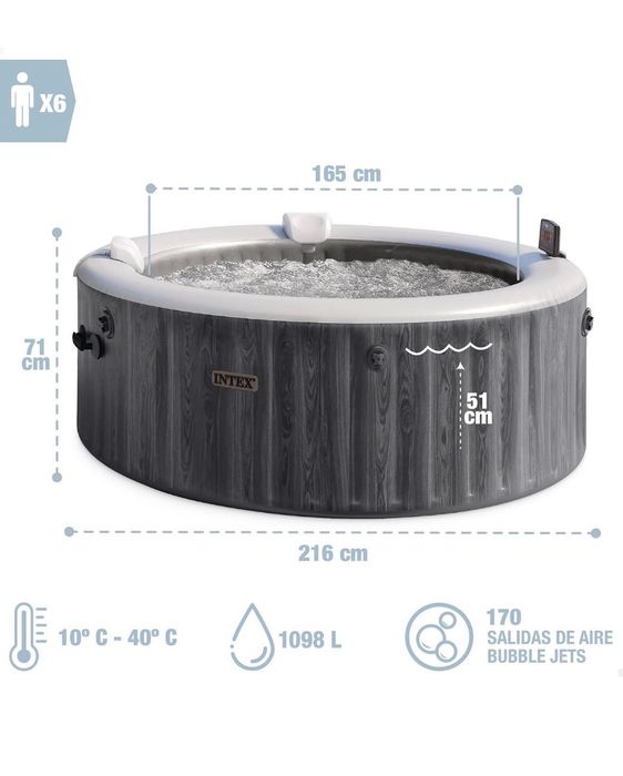 Intex SPA Insuflável circular Greywood Deluxe, 6 pessoas