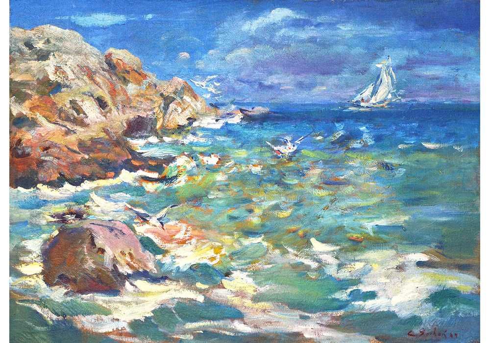 Яровой Степан Калинович (1913-1988) Море Корабль Крым х/м 60*80 см