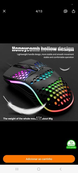 Rato gaming rgb desconto natal 50%off BRANCO