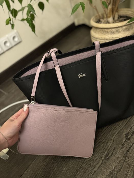 Сумка тоут шопер lacoste оригинальная сумка черная духстороння