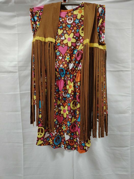 Strój Hipisowski sukienka kamizelka i akcesoria