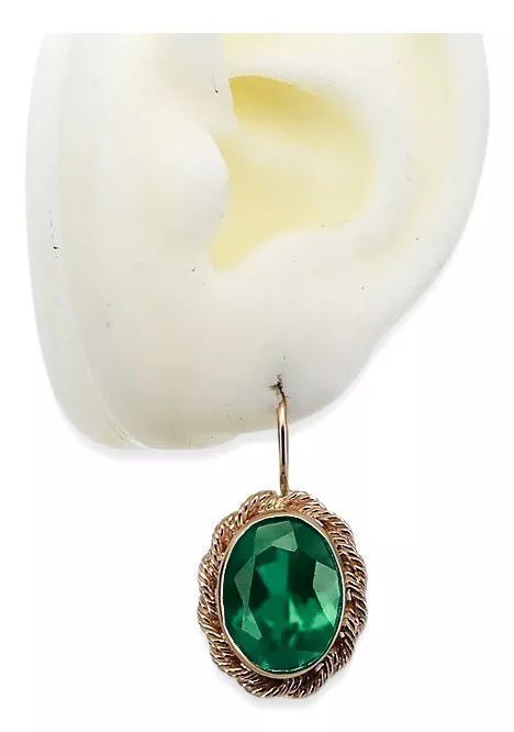 Kolczyki z Szmaragdem 14k z różowego złota vec007r Poznań