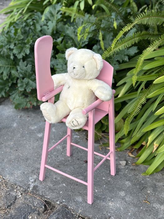 Cadeira de refeição cor-de-rosa para bonecas