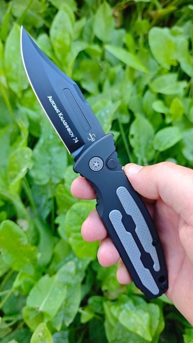 Boker Plus Kalashnikov 74 OTS Black Automatic Knife, складний автоматичний ніж, алю руків'я з вставками ст G10, клинок  D2