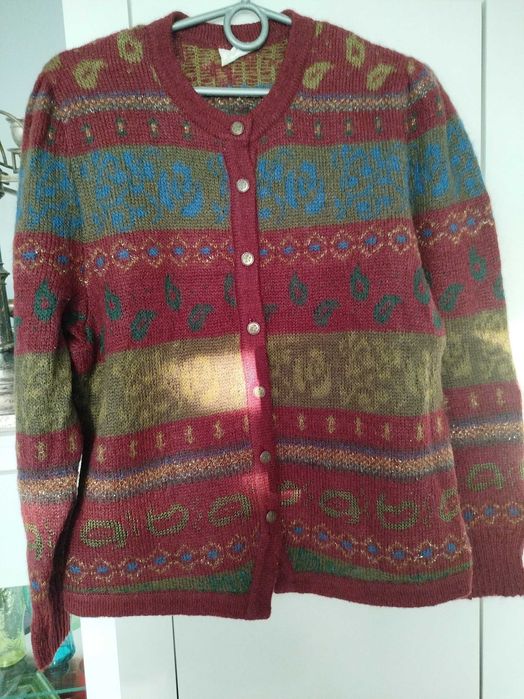 Sweter damski rozpinany żakardowy mohair