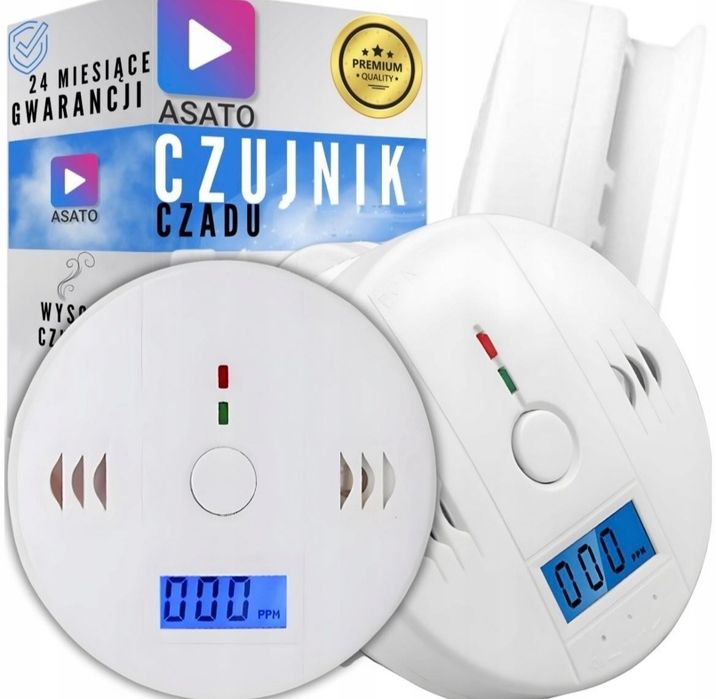 Czujnik czadu LCD tlenku węgla Gazu certyfikowany bezprzewodowy