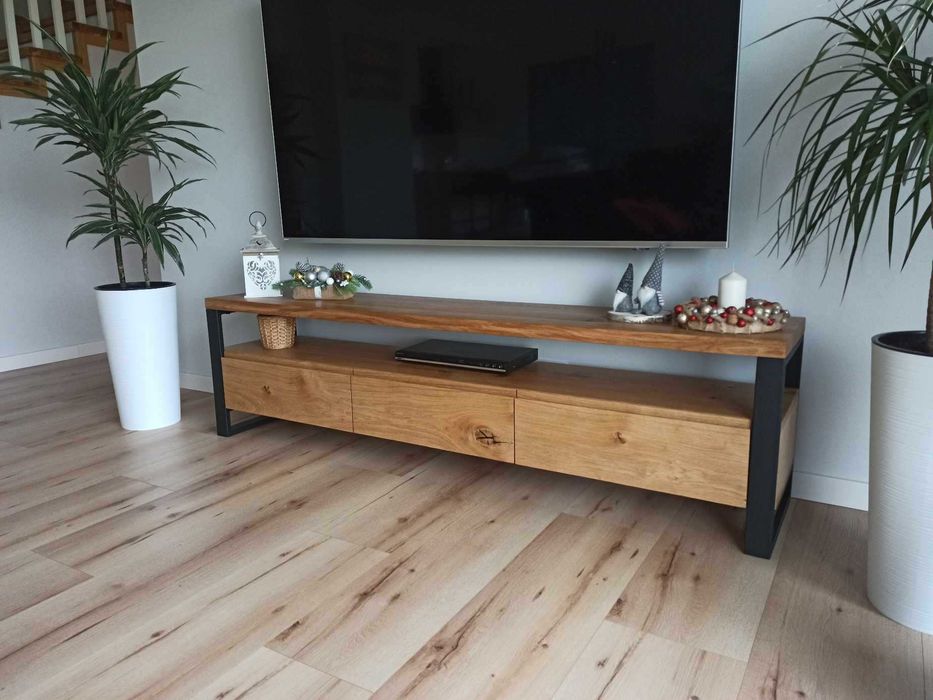 Szafka RTV dębowa LOFT 200X40X54