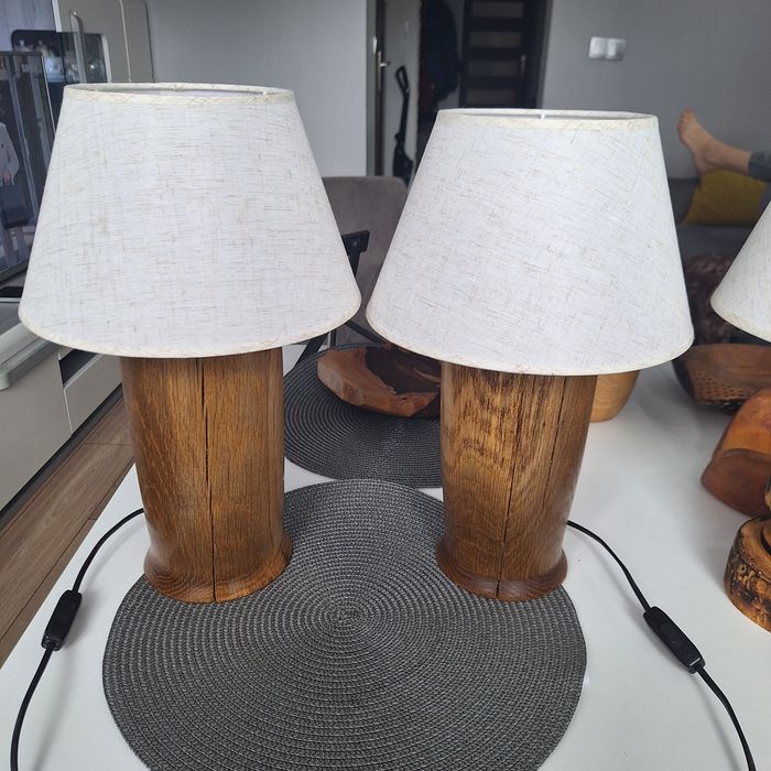 Lampki nocne x 2szt. dębowe 40cm, rękodzieło