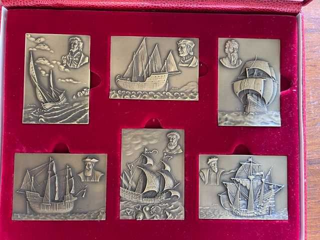 Coleção completa 6 medalhas bronze Barcos e Navegadores Portugueses (patrocínio Museu da Marinha)