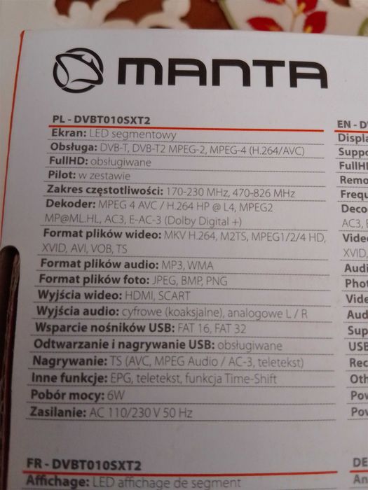 Dekoder DVB-T2 Manta