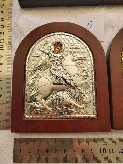 Икона греческая серебро+дерево