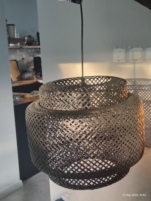 Czarna lampa wisząca bambusowa boho/loft– Stan idealny