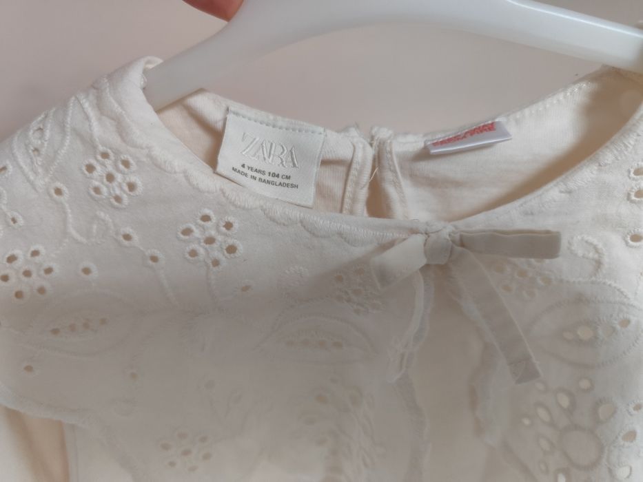 Bluzka Zara 104/110 kołnierzyk elegancka ecru galowa