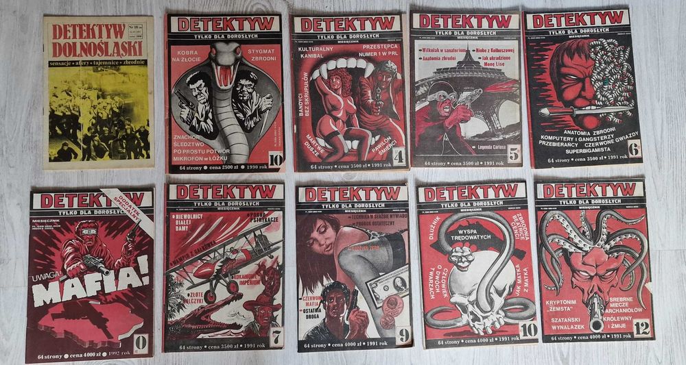 Detektyw 1990–1992 – 20 starych czasopism kryminalnych PRL/retro