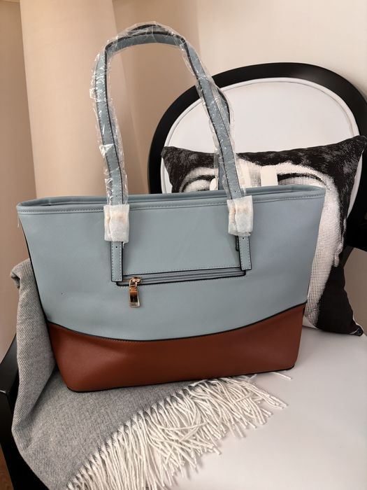 Mala / Shooper azul e castanha