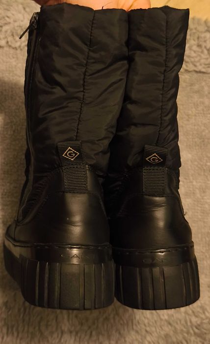 Śliczne botki kozaki śniegowce skórzane Gant czarne