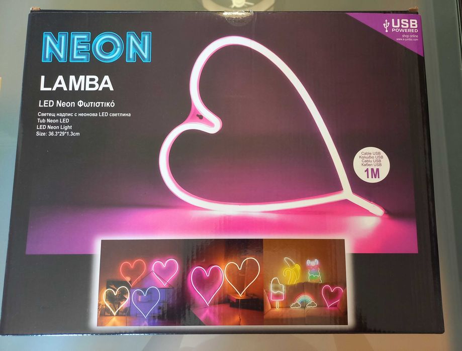 Luz néon coração rosa