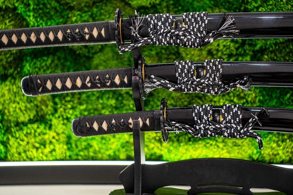Kompletny Zestaw Samurajski (Katana, Wakizashi, Tanto) – Stal T10 | Hartowanie w Glinie