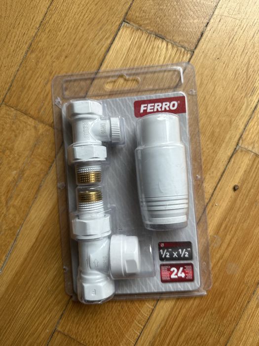 FERRO zestaw termostatyczny prosty z głowicą biały nieuzywany