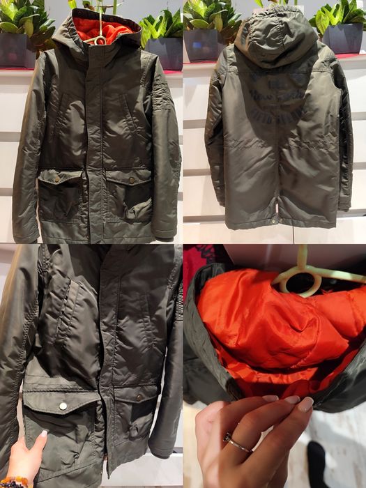 Kurtka parka wojskowa 158 164 khaki góry las grzyby militarna