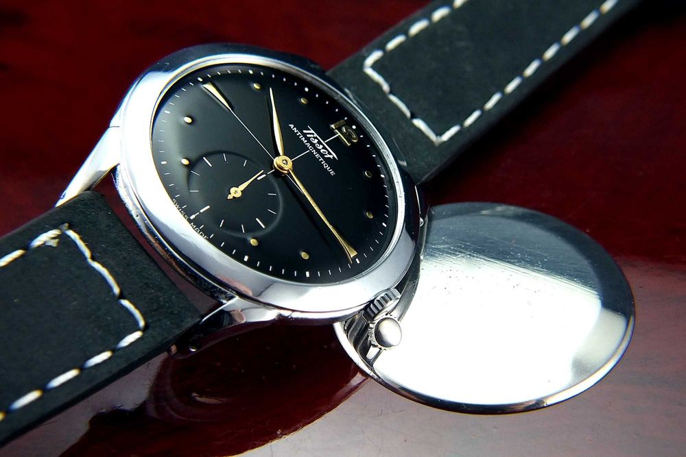 Tissot & Fils Antimagnetique Sub-Secound Satin Black ODNOWIONY Piękny!