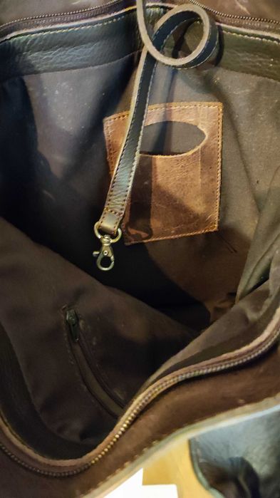 Carteira/Mala/Bolsa castanha, em Couro/Pele - como NOVA