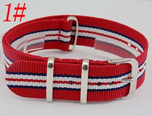 Pasek do zegarka NATO nylonowy strap 20mm czerwony granatowy parciany