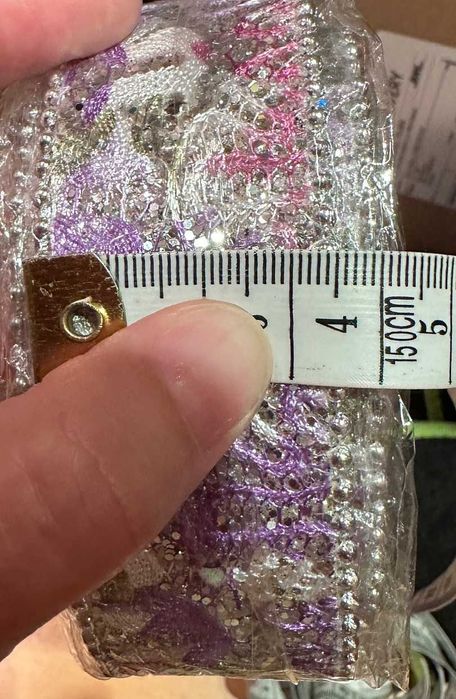 PASEK damski haftowany z brokatem do sukienki BOHO/ PIN UP fiolet ~85