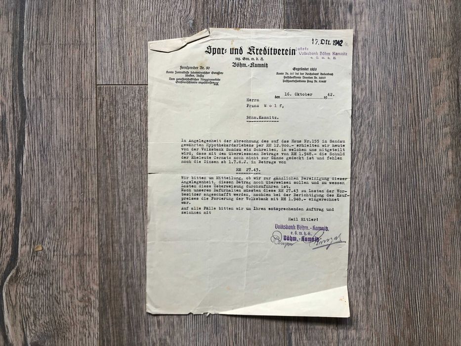 Obszerne archiwum rodzinne 1940 Sudety 1949 Kilkadziesiąt dokumentów