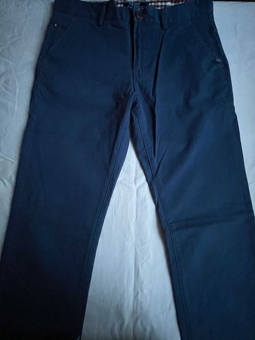 Granatowe męskie, młodzieżowe spodnie wizytowe W:30 L:34