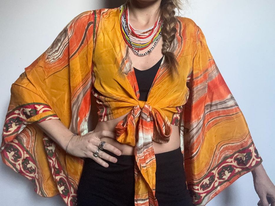 Bluzka boho top Indie szerokie rękawy