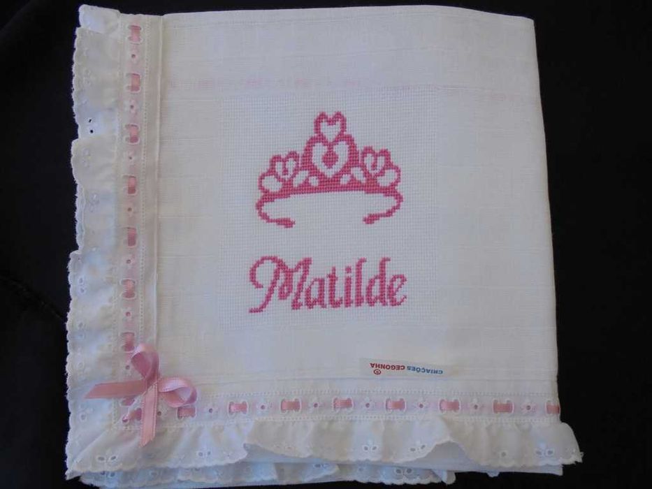 Fraldas bordadas, para bebé, 100% algodão