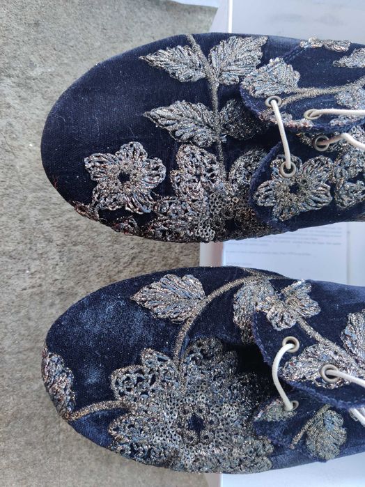 Anniel 39 nowe buty kwiaty welur