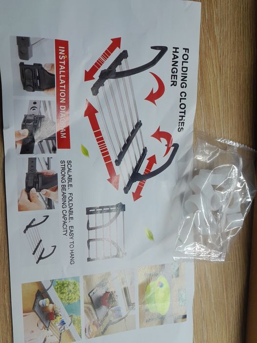 Składana suszarka na pranie bieliznę na balustradę grzejniķ balkon