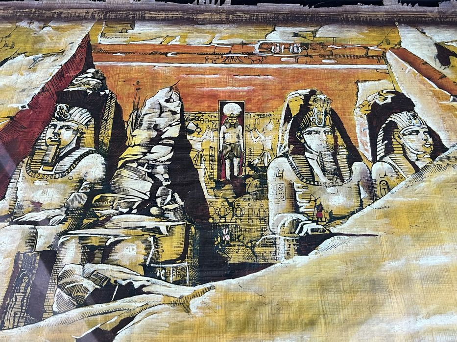 Papiro envelhecido - moldura  c/ vidro duplo à medida- Abu Simbel