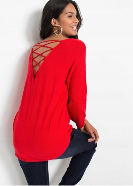 B.P.C sweter truskawkowy dekolt na plecach r.40/42