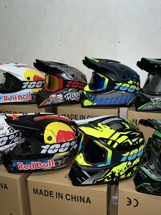 Мотошлем эндуро кроссовый мото шлем +очки Новый!