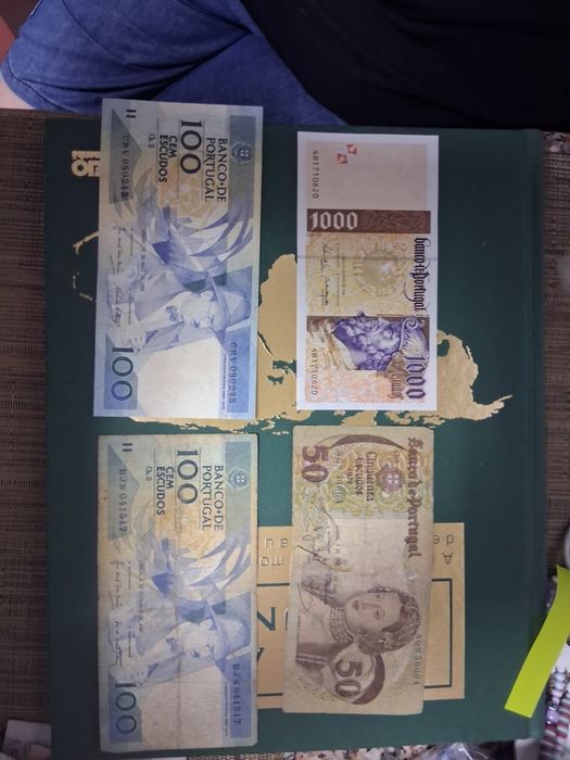 Lote de Notas Antigas de Escudos (1000$, 100e 50) - Ótimo Estado
