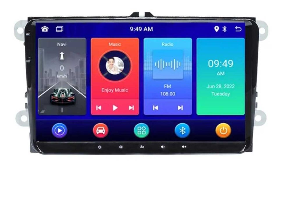 Rádio 2 DIN Android VW Golf/Passat/Polo/Seat/Sirocco + carplay