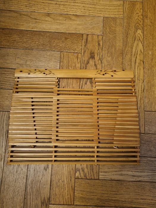 Składana drewniana torebka PRL 25x33 cm