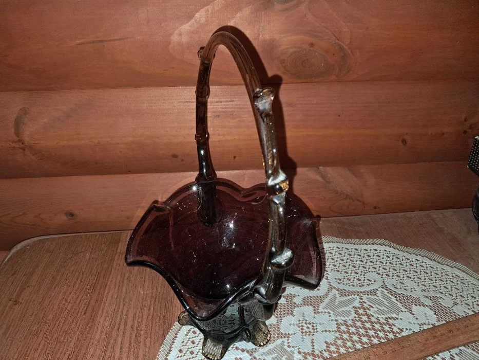 Ваза конфетница Корзинка, стекло СССР