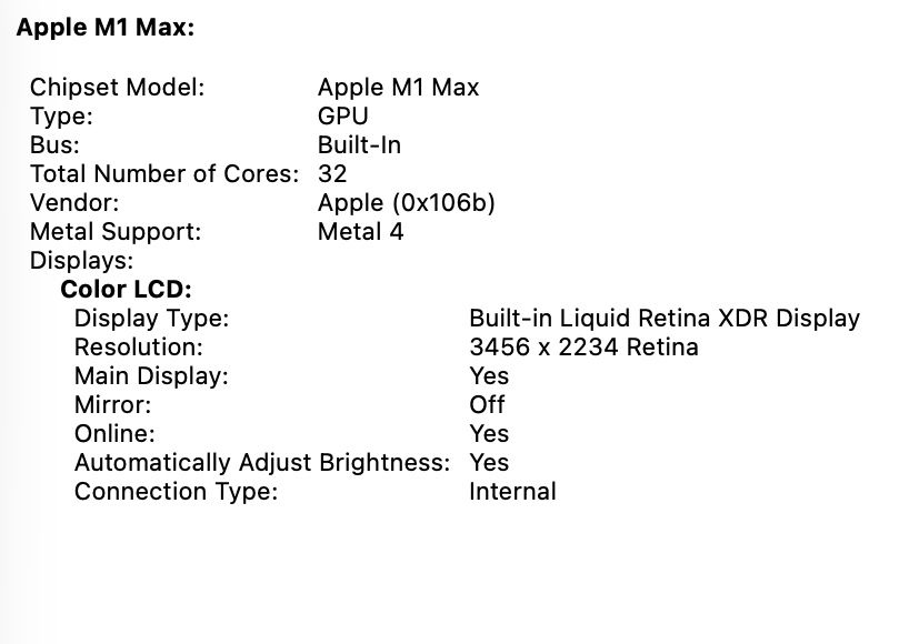 MacBook Pro 16 2021 M1 Max 32 GPU 32GB RAM 512GB SSD 95%