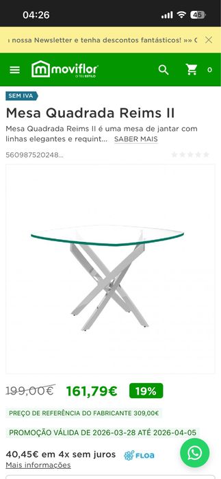 Mesa tampo de vidro 120x120 com 1 ano transporte a cargo de comprador