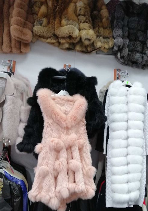 Sweter długi z futrem lis naturalny futro Płaszcz  lisy kardigan