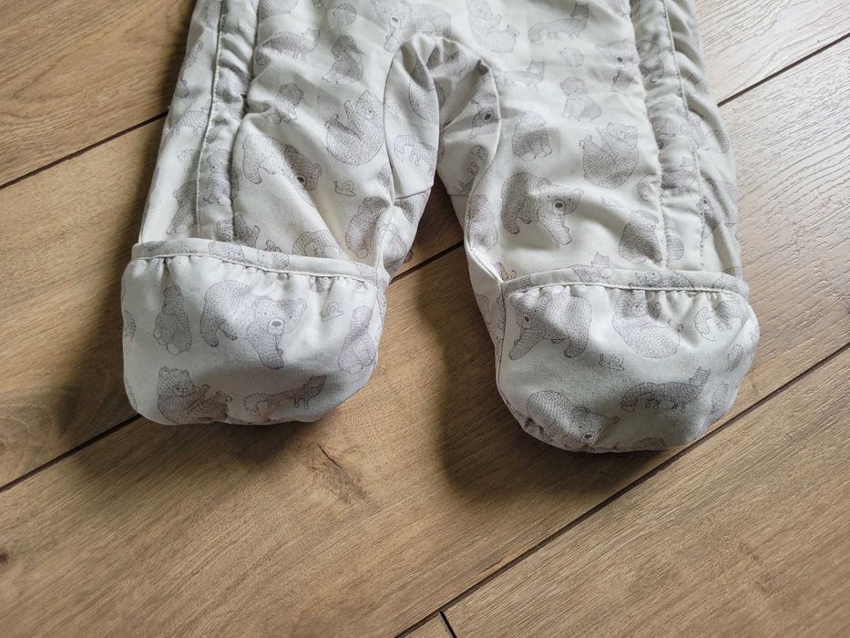 Kombinezon H&M zimowy 62 2-4 futerko miś polar unisex niemowlęcy
