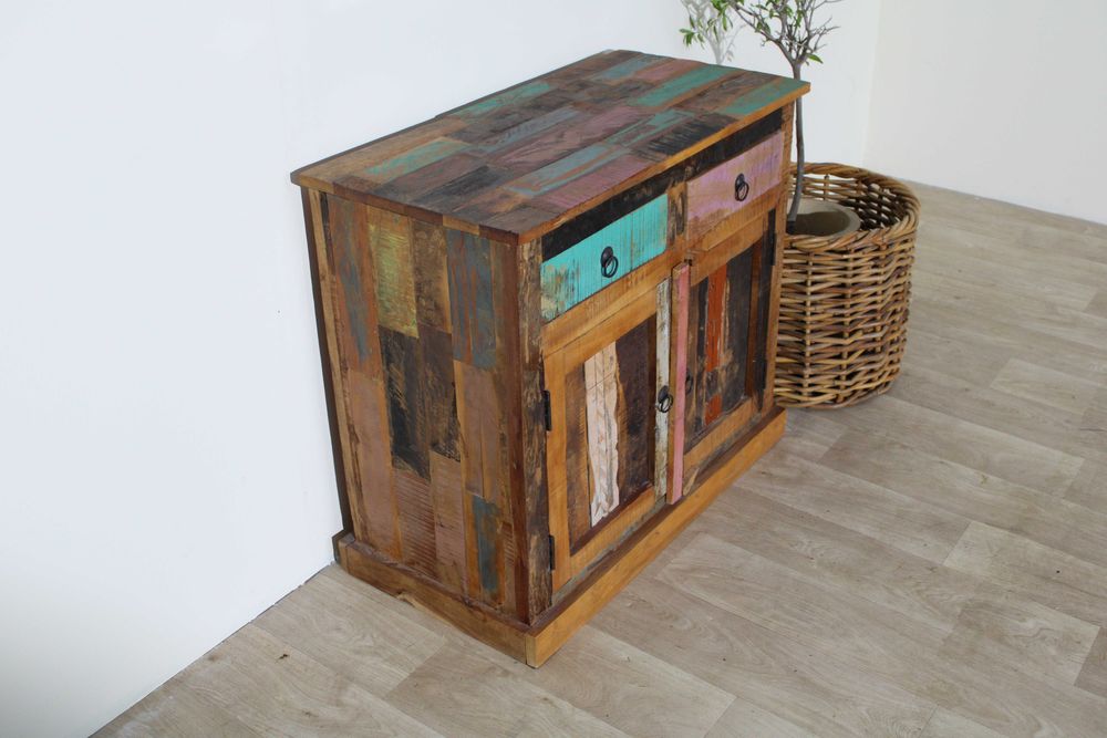 Komoda kolorowa drewo z recyklingu chic kolonialna rustykalna