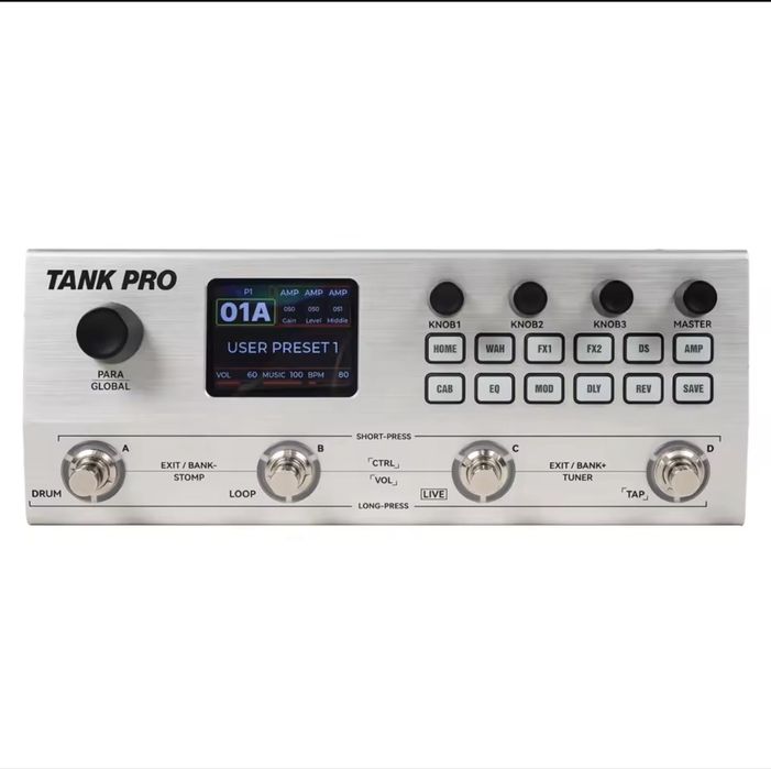 M-VAVE Tank Pro | Мультиефект для гітари/баса | IR, Looper, Drum Machine, USB