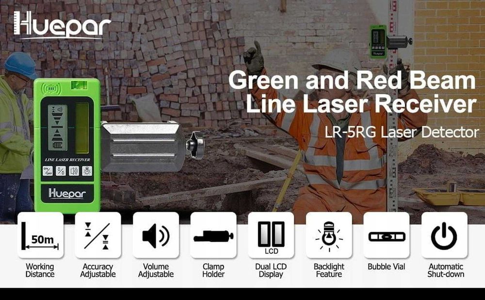 Odbiornik laserowy Huepar LR-5RG do laserów linii impulsowej