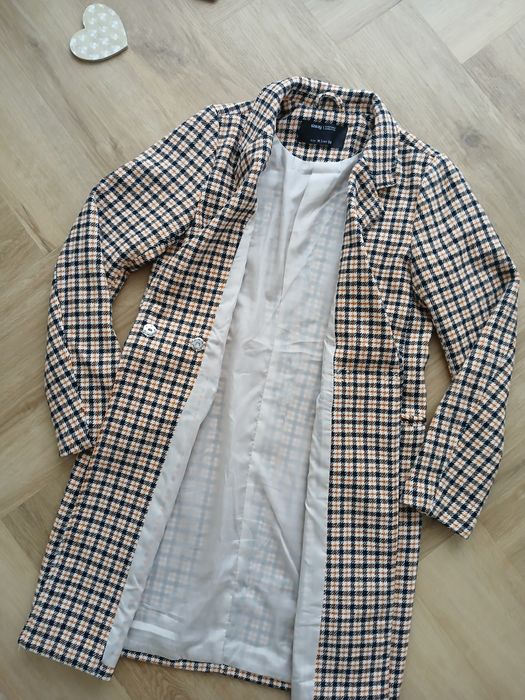 Stylowy wiosenny płaszcz w kratę kratkę Sinsay / rozmiar M / 38