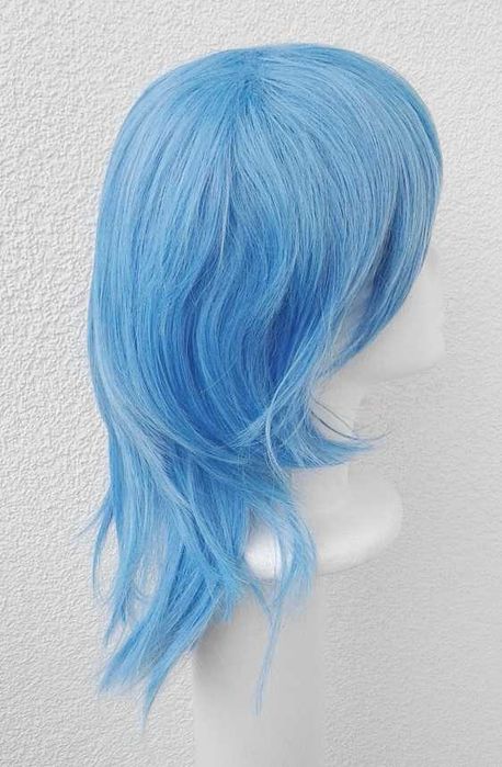 Niebieska błękitna peruka z grzywką cosplay wig Wolf cut Jinx Arcane